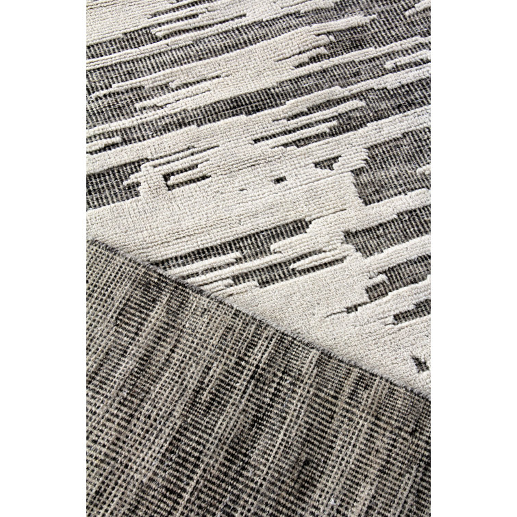 Calibre Ivory/Charcoal 9' x 12' Hand-Knotted Wool Abstract Rug