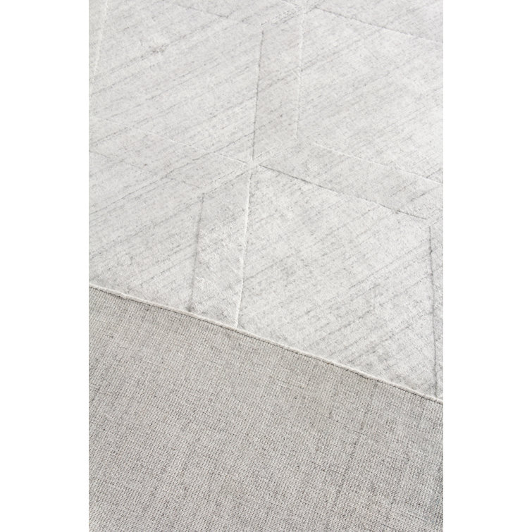 Ivory Geometric Wool Viscose 8' x 10' Hand Woven Rug