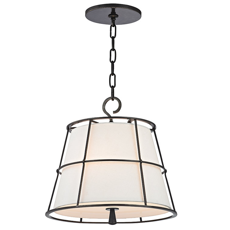 Savona Old Bronze Dual Linen Drum Pendant with Nickel Accents