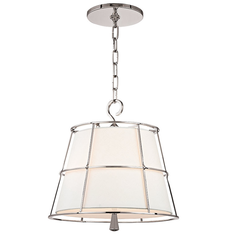 Savona Dual-Light Linen Shade Pendant in Polished Nickel