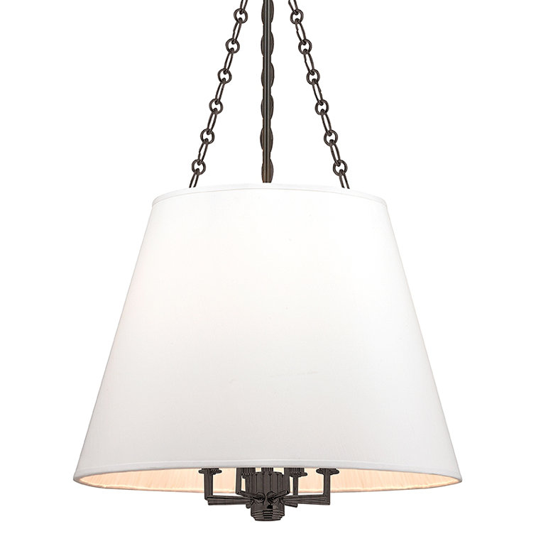 Elegant Old Bronze 8-Light Drum Pendant with White Faux Silk Shade