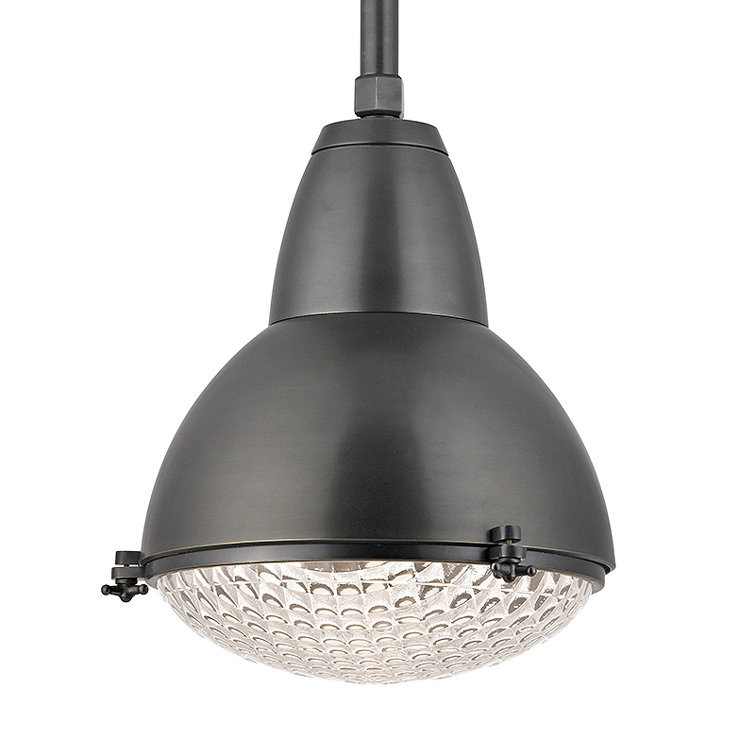 Satin Nickel Industrial Glass LED Pendant Light