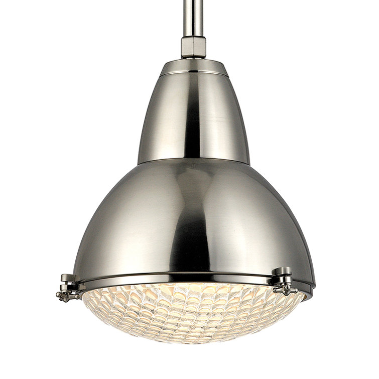 Satin Nickel Industrial Glass LED Pendant Light
