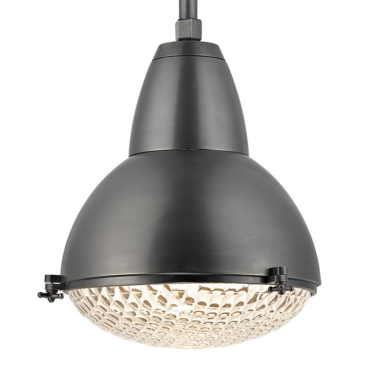 Polished Nickel Glass Dome Industrial Pendant Light