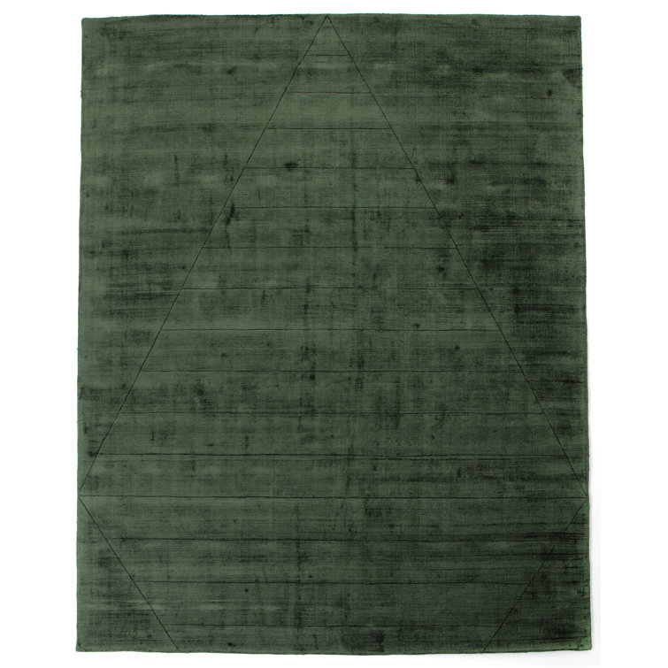 Juniper Green Hand-Knotted Wool and Viscose Medium Rug