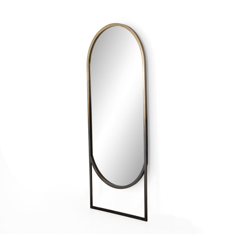 Arched Ombre Brass Rectangular Floor Mirror