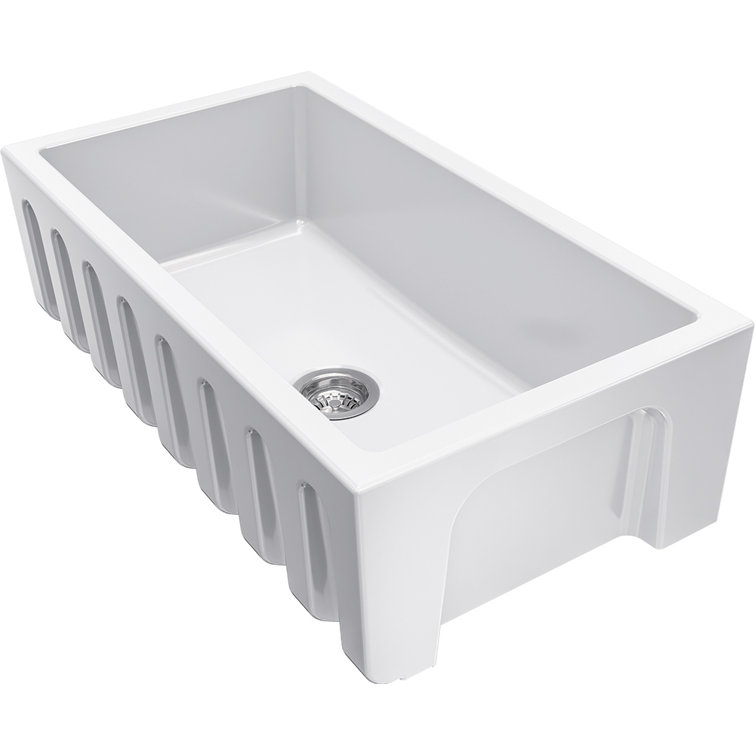 White Fireclay 33" Single Bowl Farmhouse Apron Sink