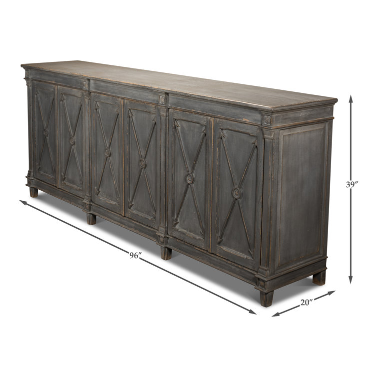 Marksman 96'' Concrete Gray Solid Wood Traditional Sideboard