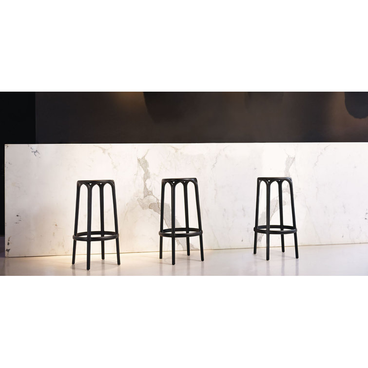 Urban Bridge-Inspired Black Matte Bar Stool in Polypropylene