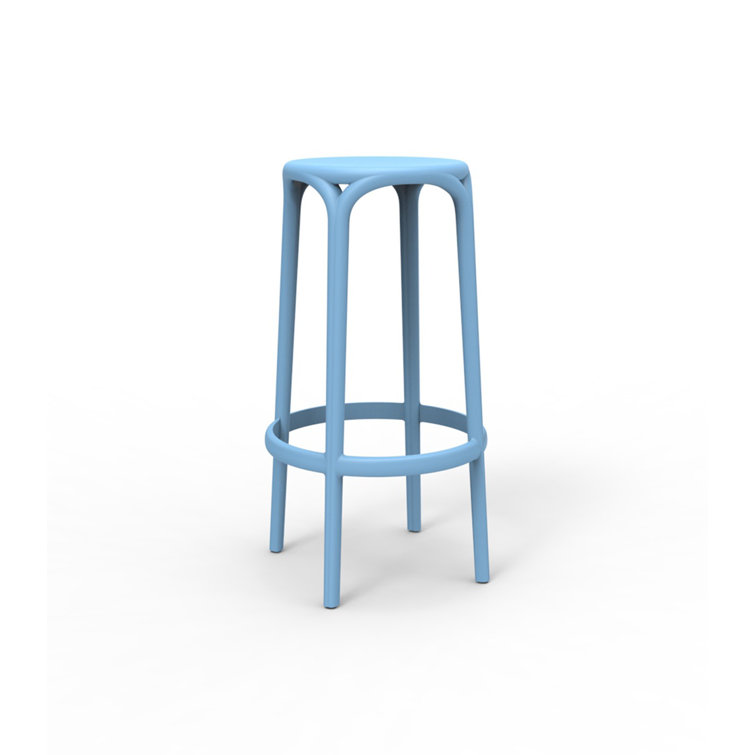 White Matte Polypropylene Backless Bar Stool