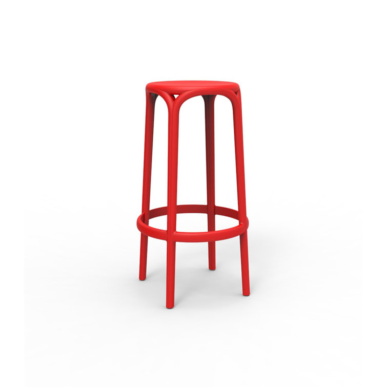 White Matte Polypropylene Backless Bar Stool