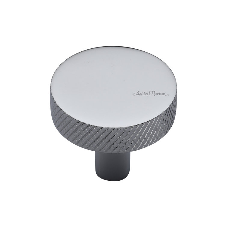 Polished Chrome Round Knurled Cabinet Knob with Mounting Hardware