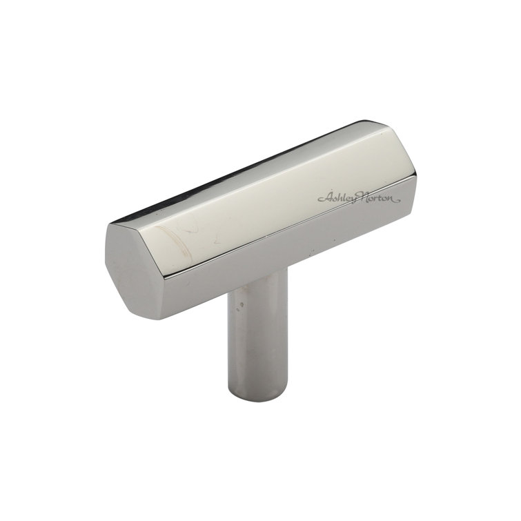 Polished Nickel T-Handle Cabinet Knob with Mounting Hardware