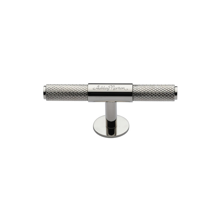 Polished Nickel Knurled T Cabinet Bar Pull with Mounting Hardware