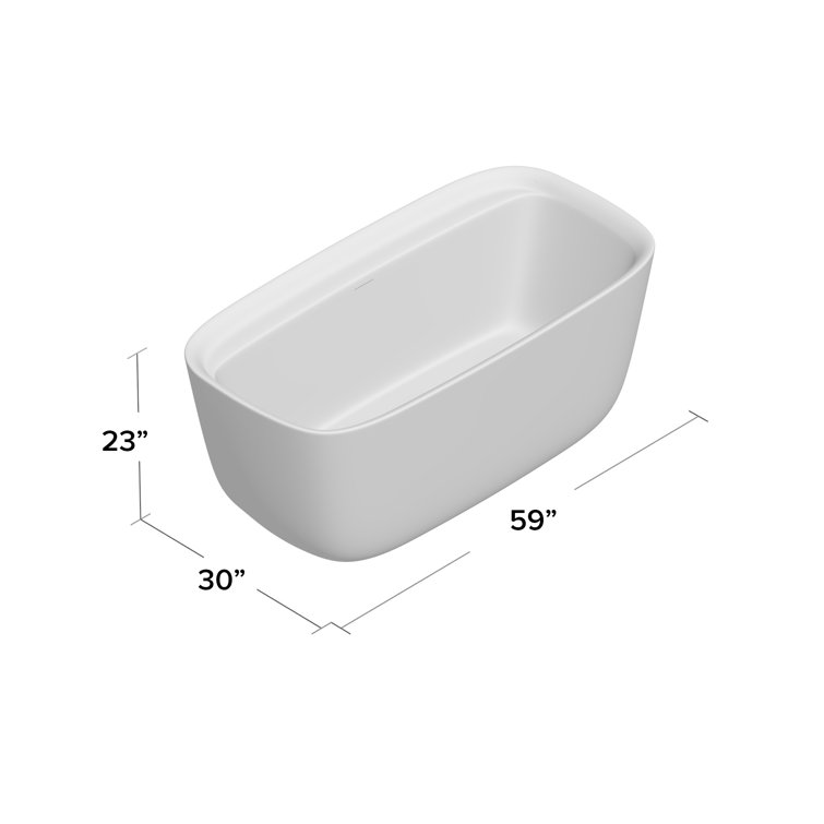 Elegant Glossy White Acrylic Soaking Bathtub 59"