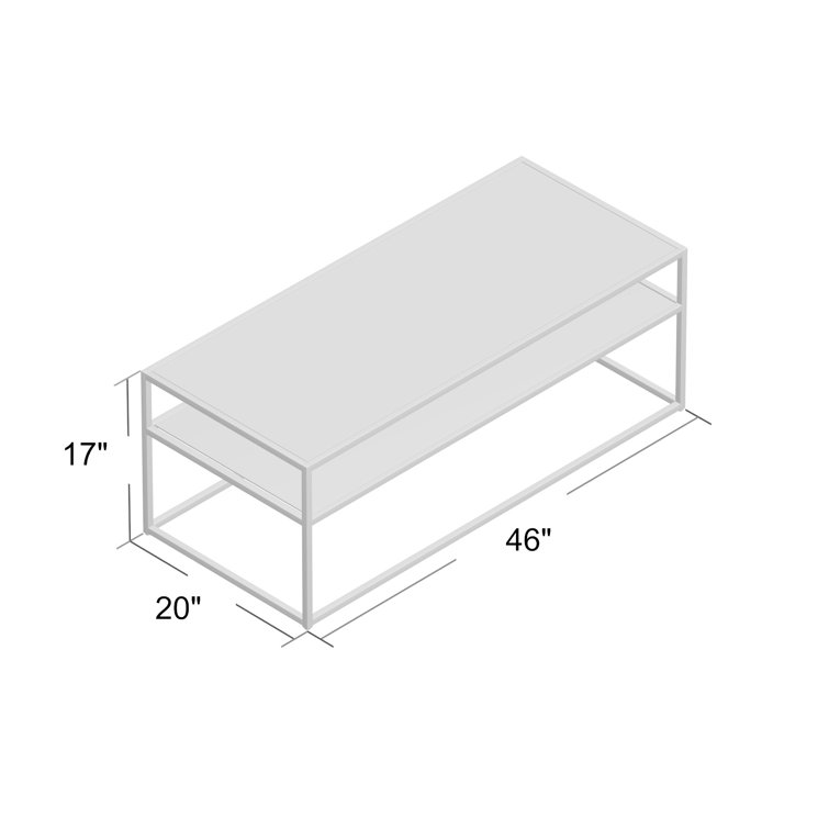 Ada 46'' Rectangular Blackened Bronze Metal & Glass Coffee Table