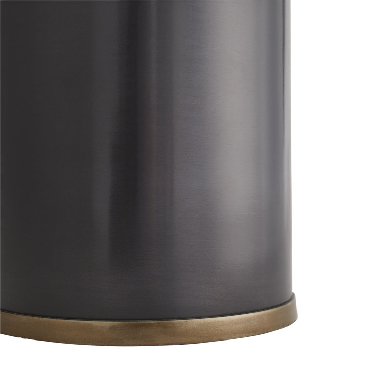 Bronze and Black Column Table Lamp with Ivory Shade