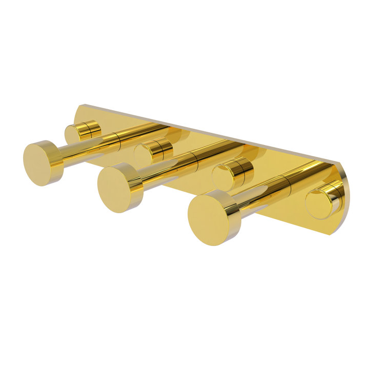 Polished Brass Triple Hook Wall Mounted Rack