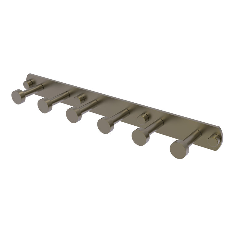 Antique Brass 6-Position Wall Mounted Hook Rack