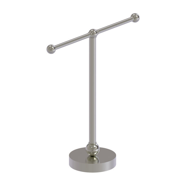 Satin Nickel 2-Arm Countertop Towel Stand