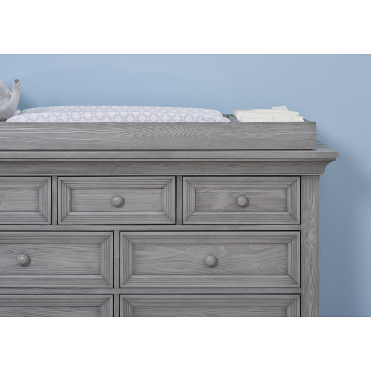 Dusk Gray Solid Wood Changing Topper for Dresser