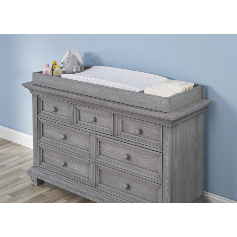Dusk Gray Solid Wood Changing Topper for Dresser