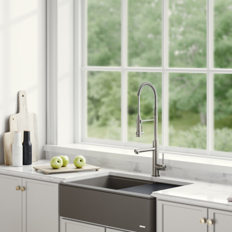 Stainless Steel and Matte Black Pull-Down Kitchen Faucet