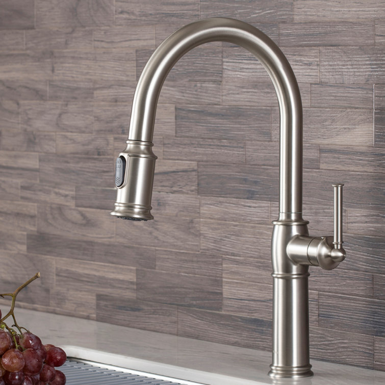 Sellette Spot Free Stainless Steel Pull-Down Kitchen Faucet with Soap Dispenser