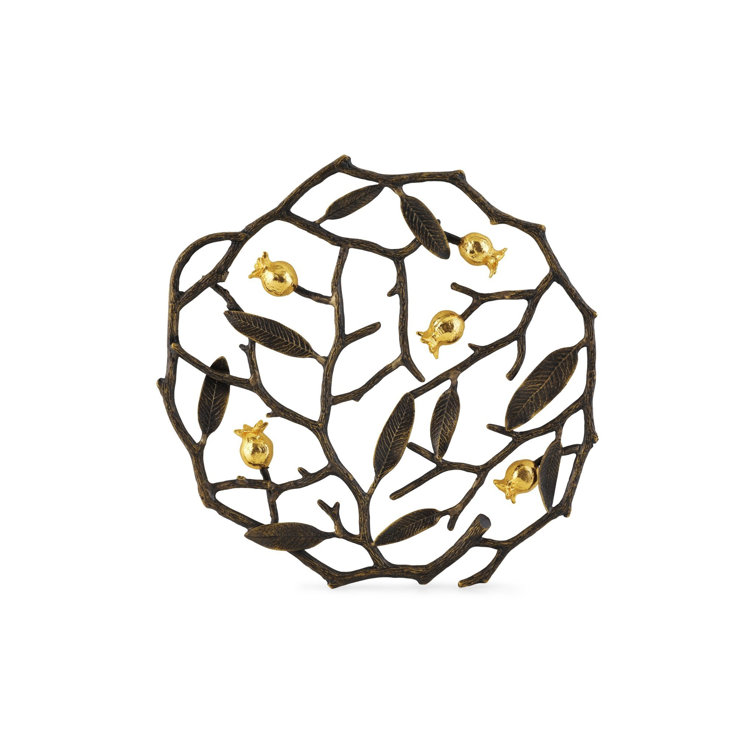 Bronze and Gold Plated Pomegranate Trivet with Cut Out Design