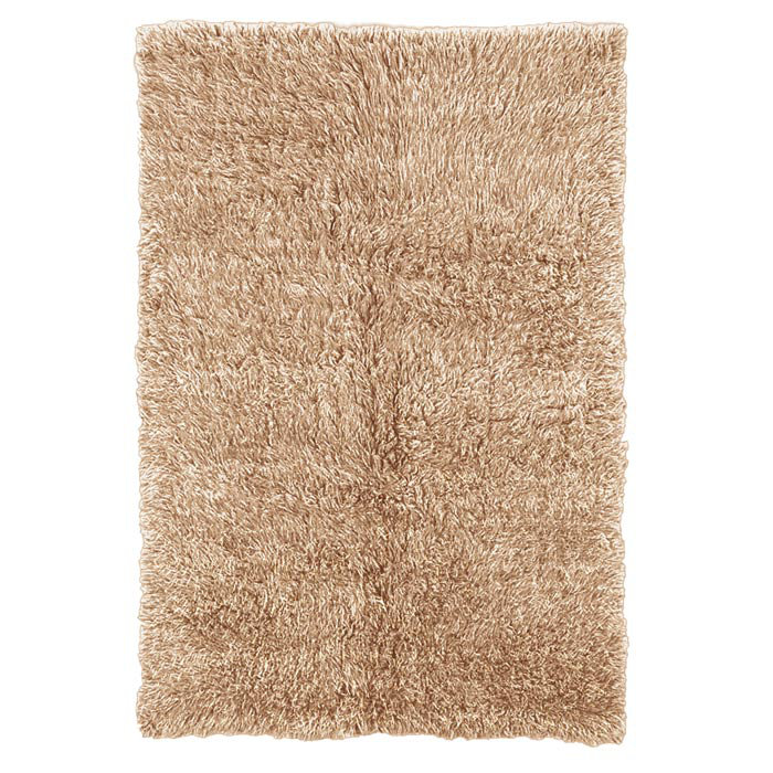 Handmade Tan Shag Wool and Synthetic Rug
