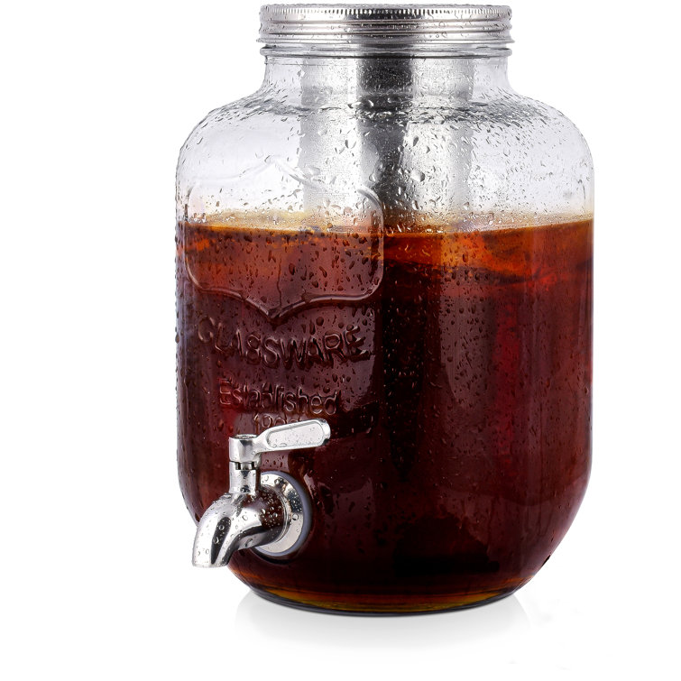 1 Gallon Glass Cold Brew Coffee Maker with Stainless Steel Filter