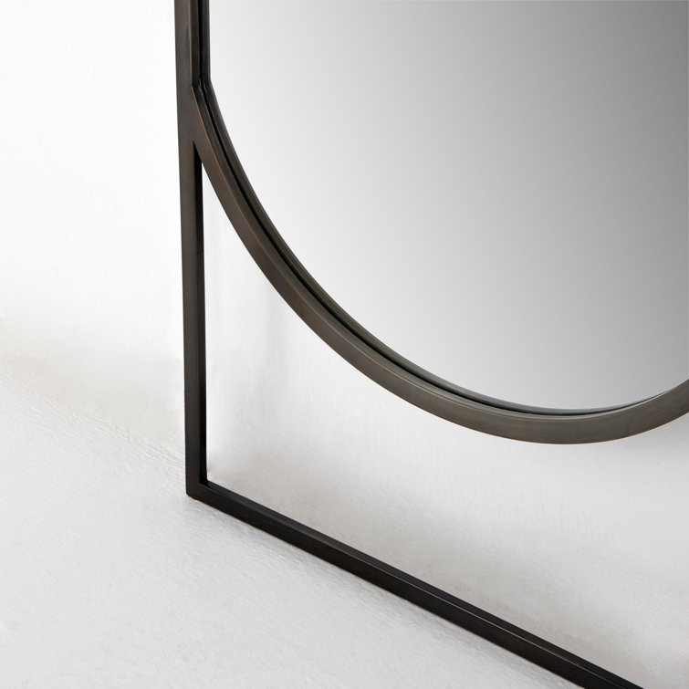 Arched Ombre Brass Rectangular Floor Mirror
