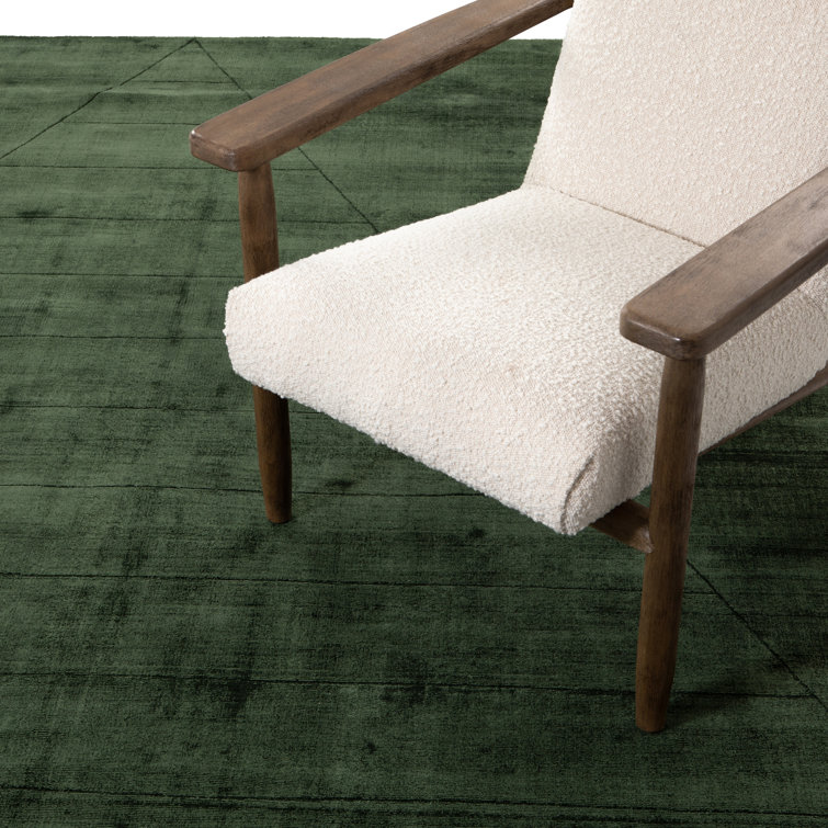 Juniper Green Hand-Knotted Wool and Viscose Small Rug