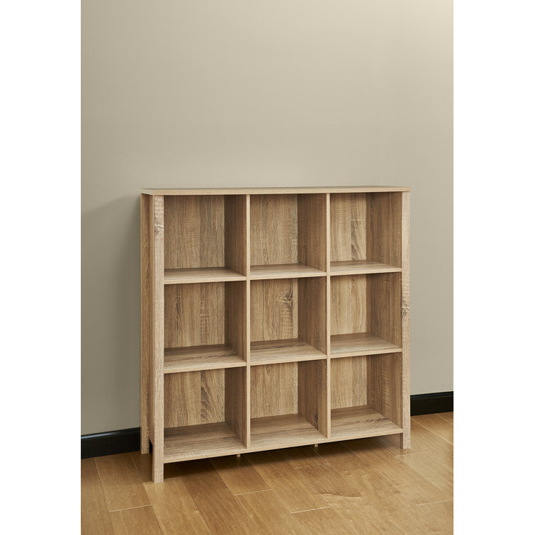 Weathered Oak Adjustable 9-Cube Storage Organizer with Doors