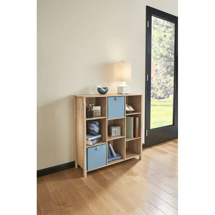 Weathered Oak Adjustable 9-Cube Storage Organizer with Doors