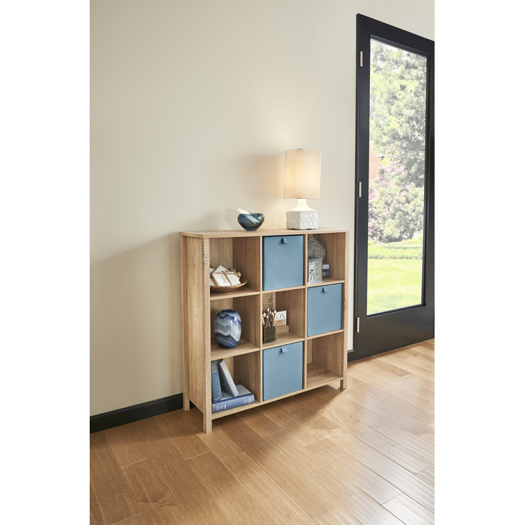 Weathered Oak Adjustable 9-Cube Storage Organizer with Doors