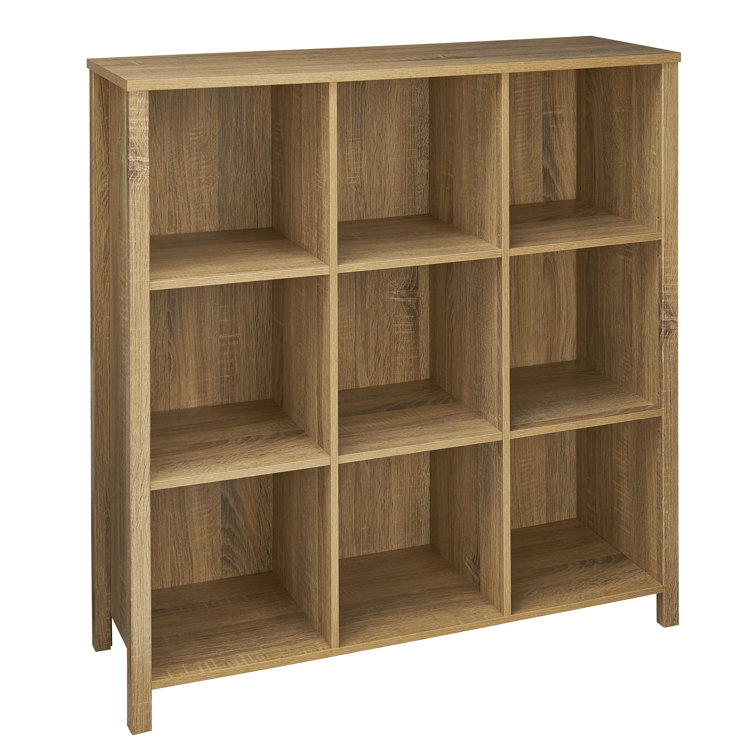 Weathered Oak Adjustable 9-Cube Storage Organizer with Doors