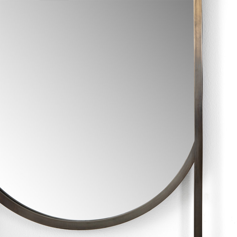 Arched Ombre Brass Rectangular Floor Mirror