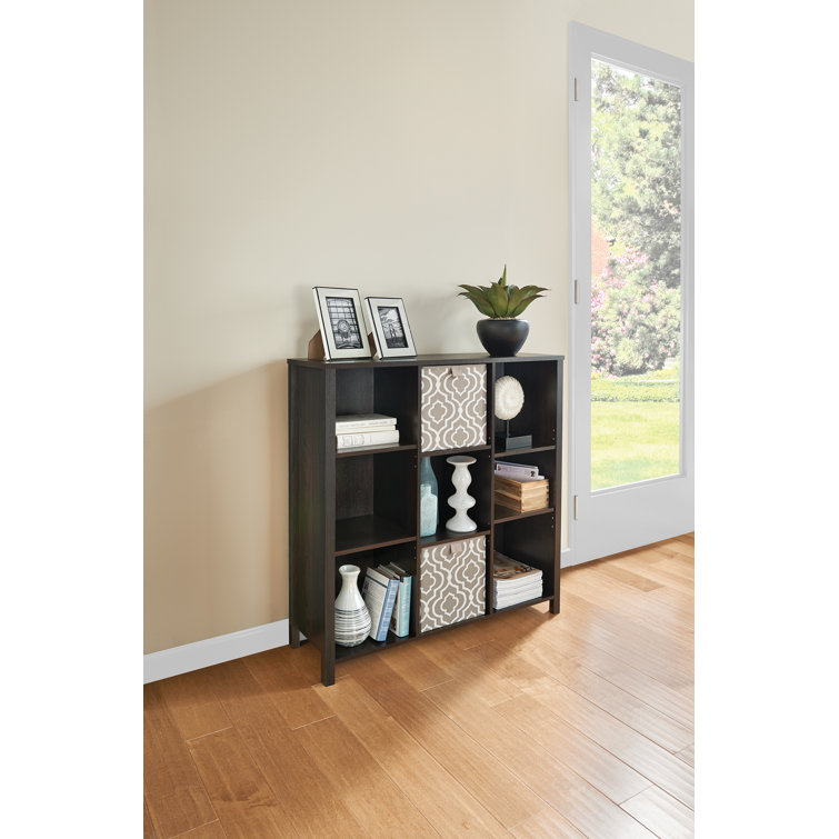 Adjustable Black Walnut 9-Cube Organizer with Doors