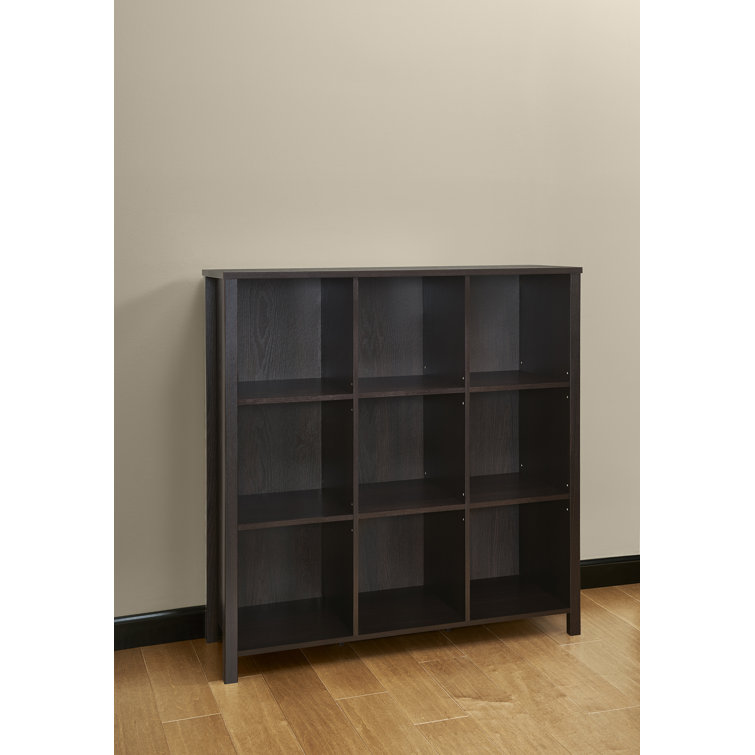 Adjustable Black Walnut 9-Cube Organizer with Doors