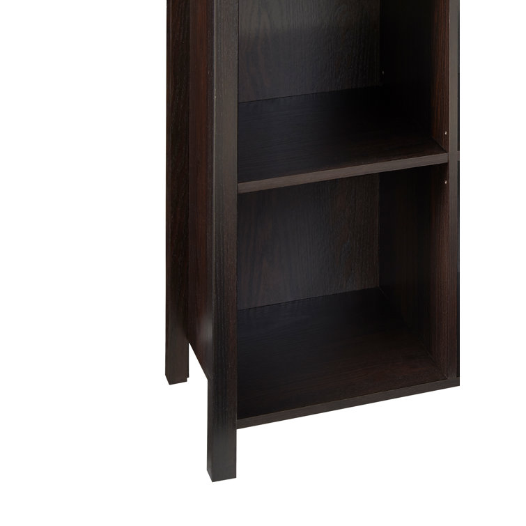 Adjustable Black Walnut 9-Cube Organizer with Doors