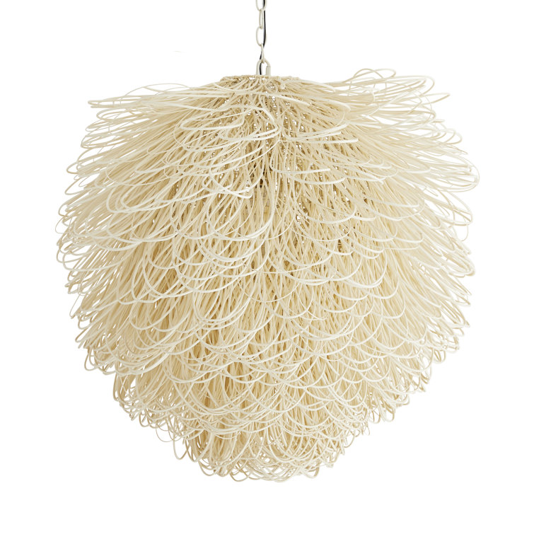 Finley Organic Loop White Rattan 32" Pendant Chandelier