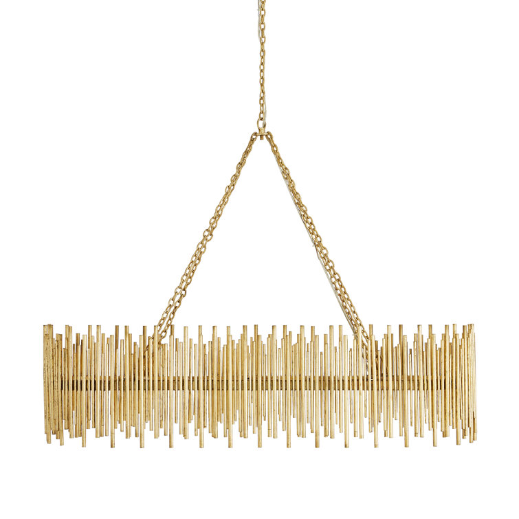 Prescott Gold Leaf Oval Iron 10-Light Chandelier