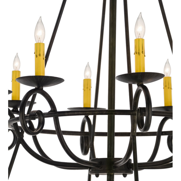 Antique Iron 16-Light Two-Tier Candle Chandelier