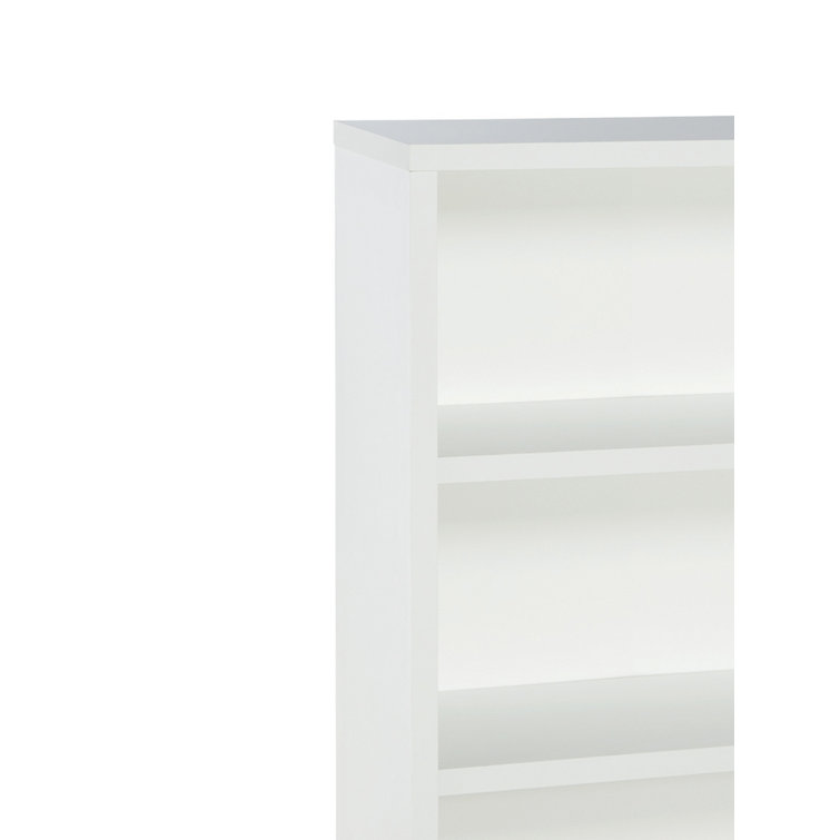 Elegant White 6-Tier Hutch Bookcase with Adjustable Shelves