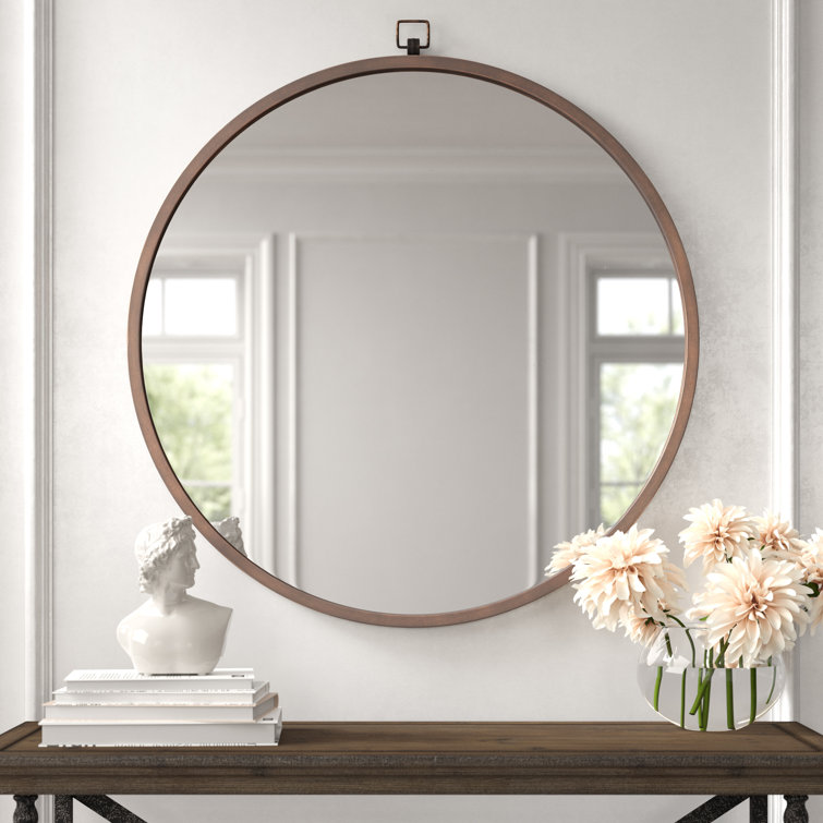Vintage Glamour 36" Antiqued Bronze Round Wall Mirror