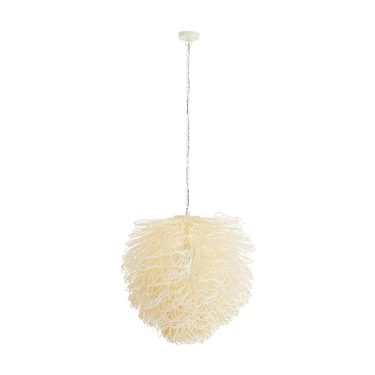 Finley Organic Loop White Rattan 32" Pendant Chandelier