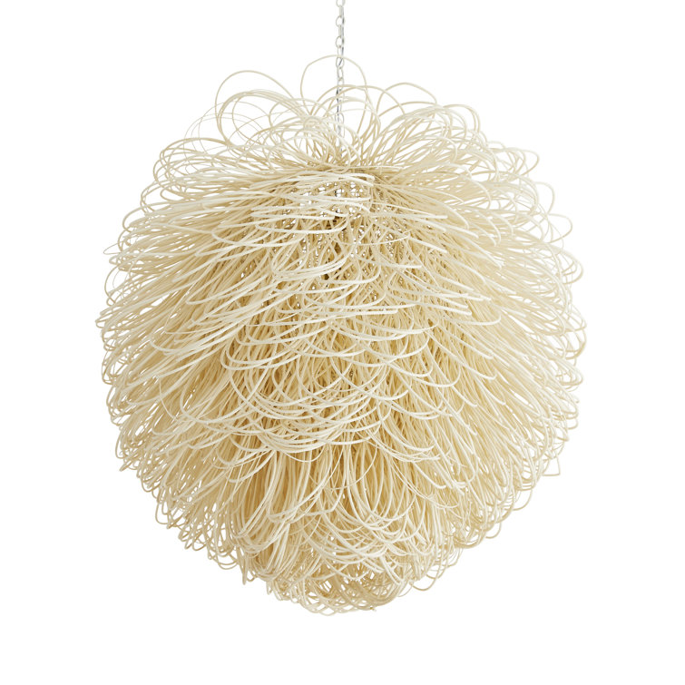 Finley Organic Loop White Rattan 32" Pendant Chandelier