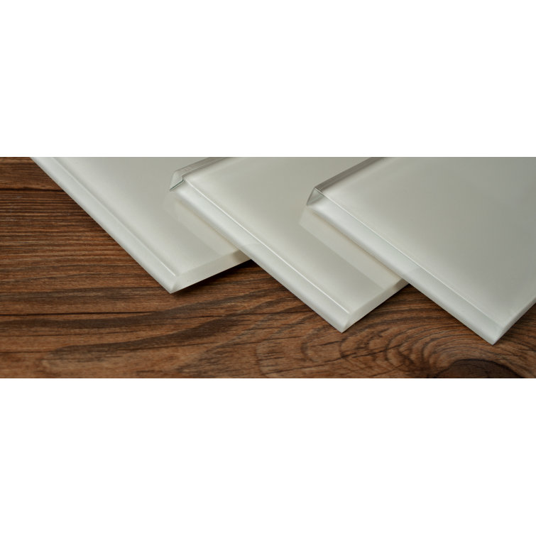 Ivory Polished Glass Subway Tile for Walls and Backsplashes