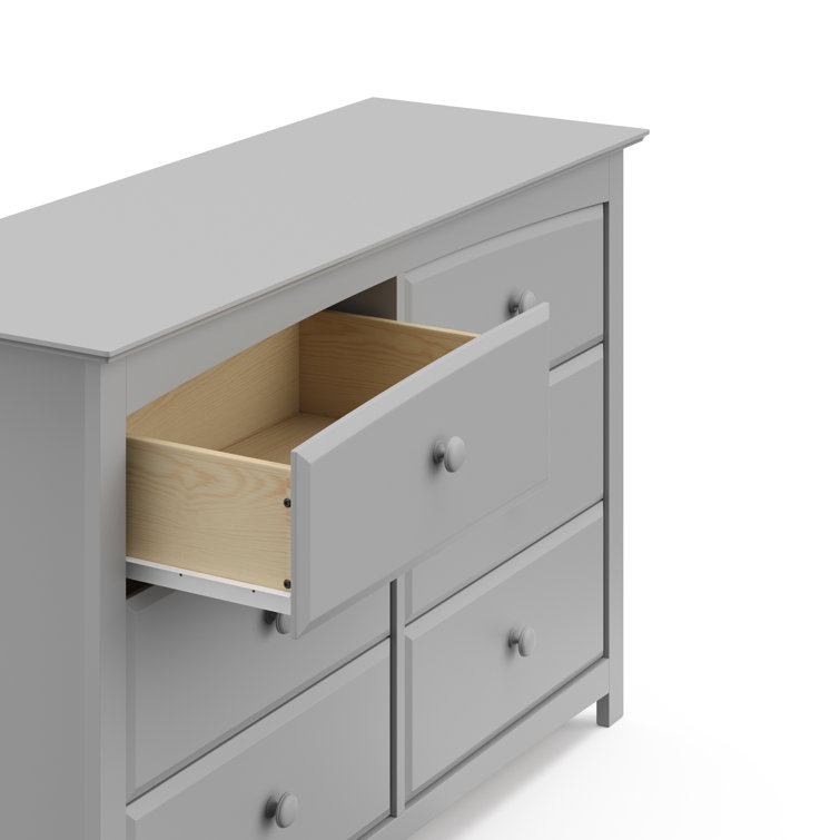 Pebble Gray Double Nursery Dresser with Six Drawers